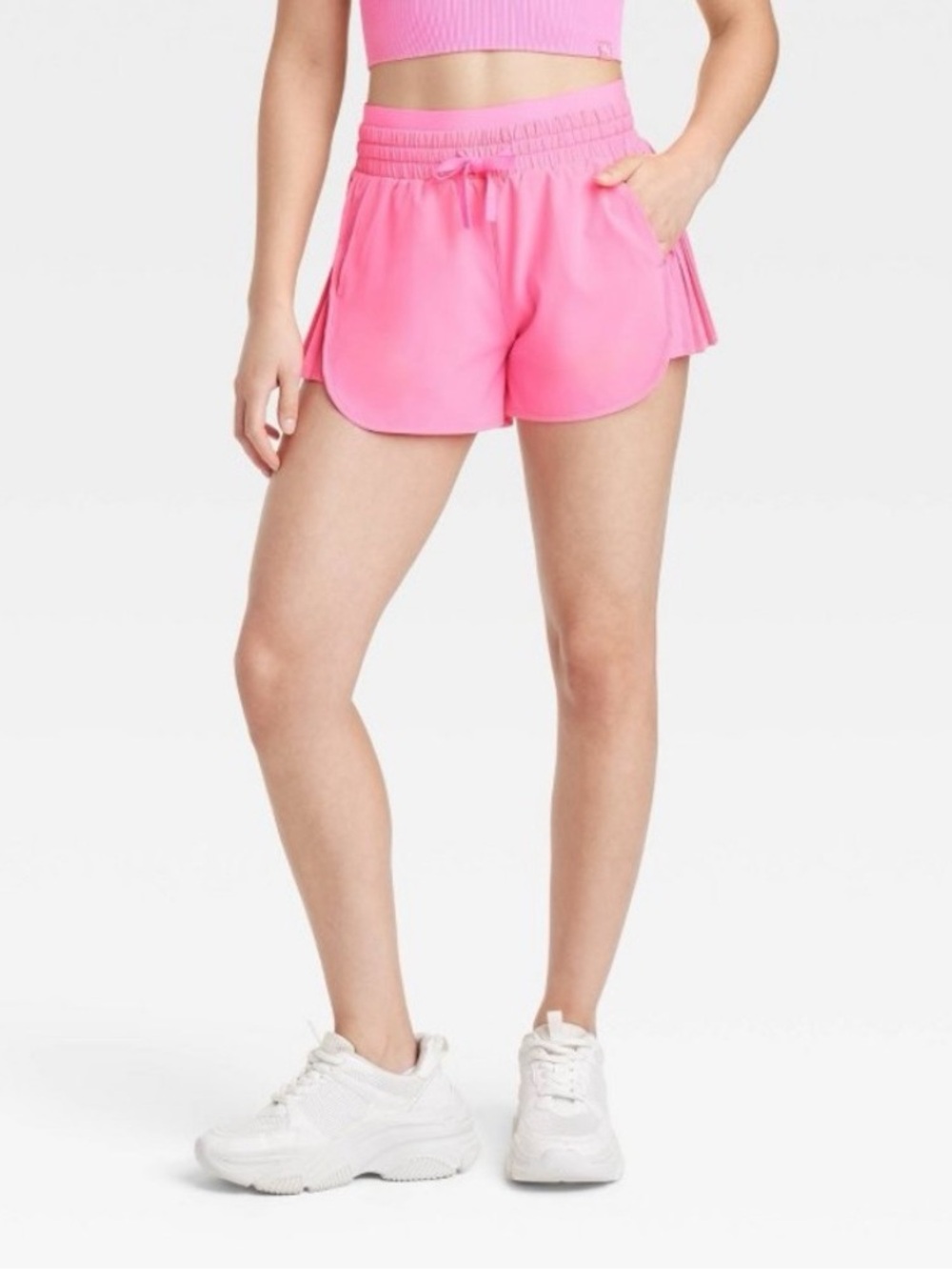 Target JoyLab high rise hot pink pleated workout shorts, size medium